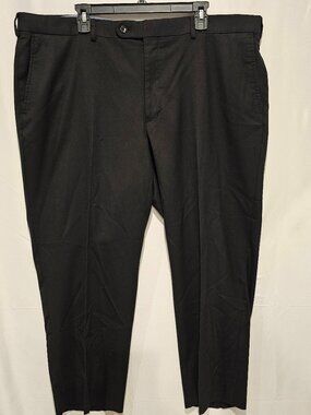 JV Reflex Stretch Dress Pants Men's 44 Modern Fit Flat Front Career Slacks Black